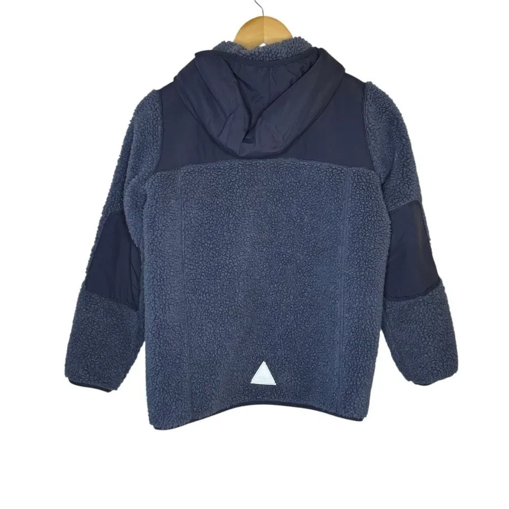 L.L. Bean Kids' Sherpa Fleece Hooded Jacket Navy Blue Large Size 14-16